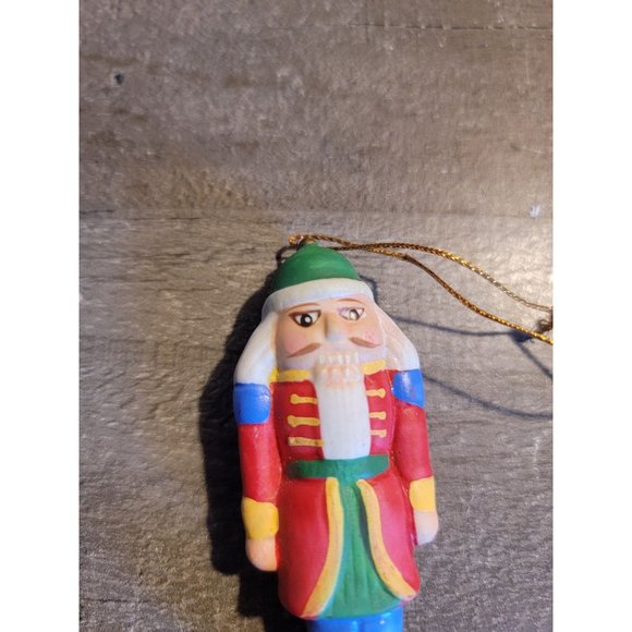 Ceramic nutcracker soldier red blue green ornament xmas - Picture 2 of 6